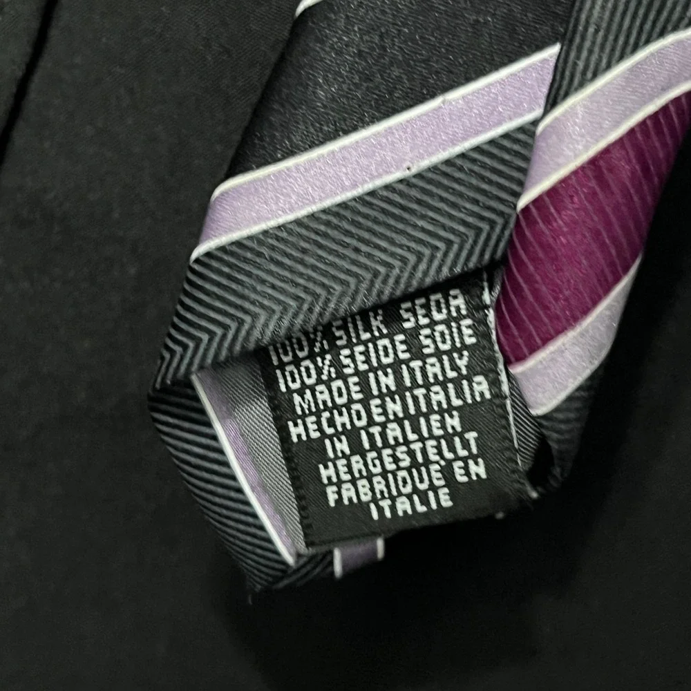 Frangi Men's Tie Made‎ in Italy Silk Necktie Striped Gray Purple Black 3137